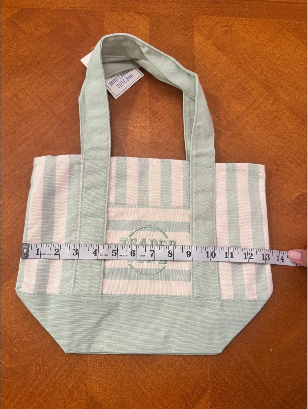 Trader Joe's Mini Tote Bag with Striped Design - Picture 3 of 4